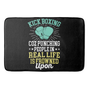 Punching People Is Frowned Upon Funny Sarcastic Ki Bath Mat