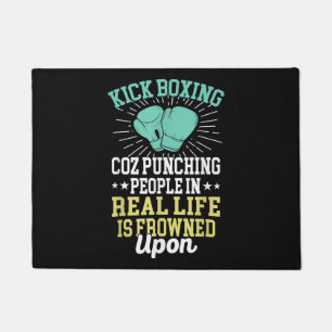 Punching People Is Frowned Upon Funny Sarcastic Ki Doormat
