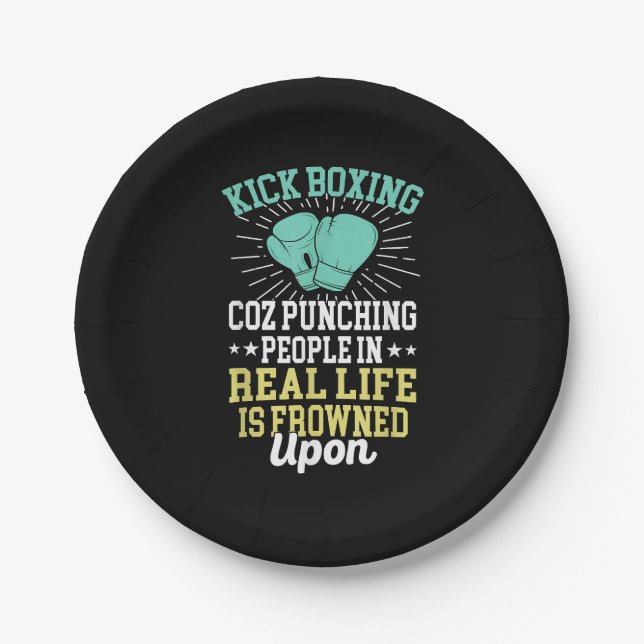 Punching People Is Frowned Upon Funny Sarcastic Ki Paper Plates (Front)