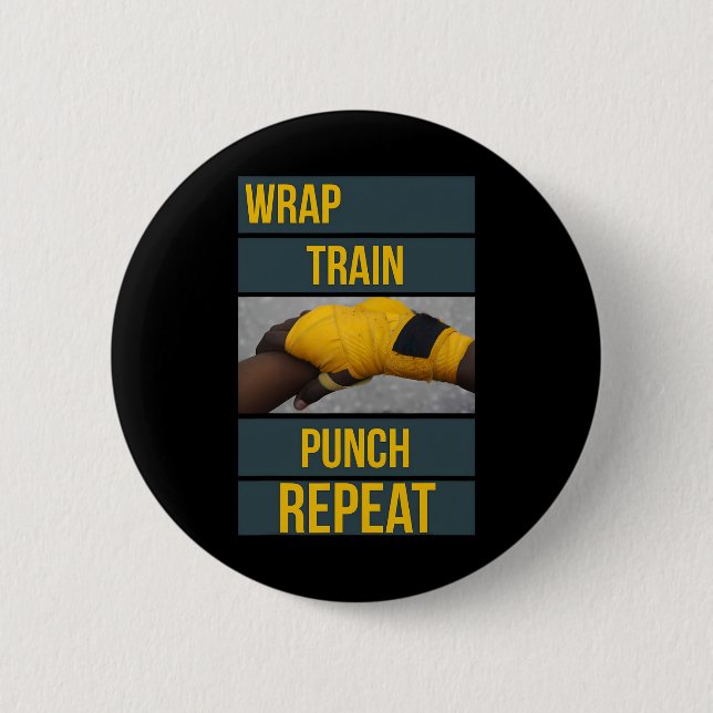 Punchy Graphics Wrap Train Punch Repeat, Boxing Ki Button (Front)