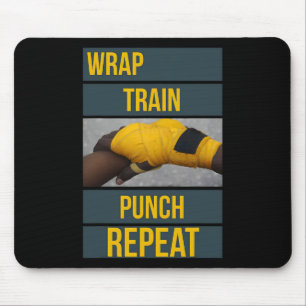 Punchy Graphics Wrap Train Punch Repeat, Boxing Ki Mouse Pad