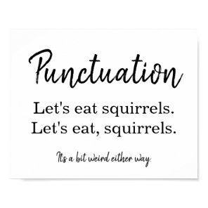 Punctuation Commas Funny White Poster