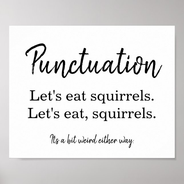 Punctuation Commas Funny White Poster (Front)