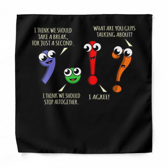 Punctuation Marks English Language Teacher Student Bandana (Front)