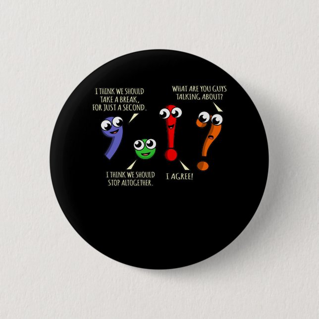 Punctuation Marks English Language Teacher Student Button (Front)