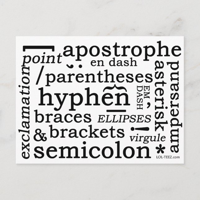 Punctuation Postcard (Front)