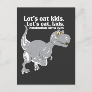 Punctuation Saves Lives Grammar Dino Dinosaurs Postcard