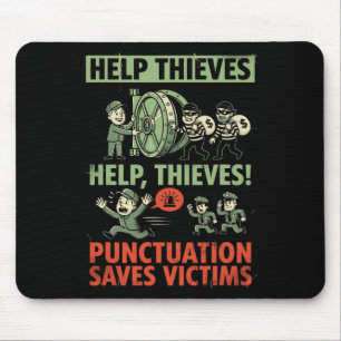 Punctuation Saves Victims Funny Grammar English Te Mouse Pad