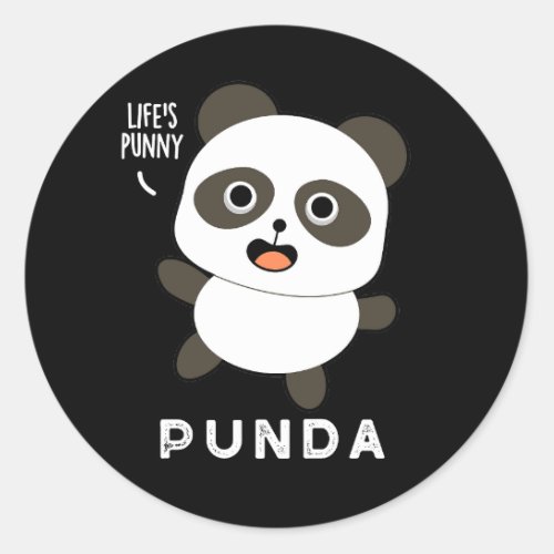 Punda Funny Animal Panda Pun Dark BG Classic Round Sticker