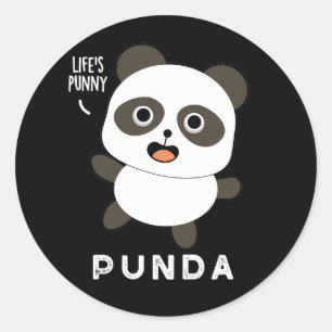 Punda Funny Animal Panda Pun Dark BG Classic Round Sticker