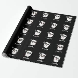 Punda Funny Animal Panda Pun Dark BG Wrapping Paper