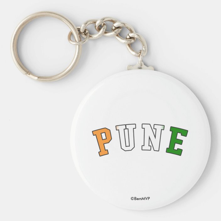 Pune in India National Flag Colors Keychain