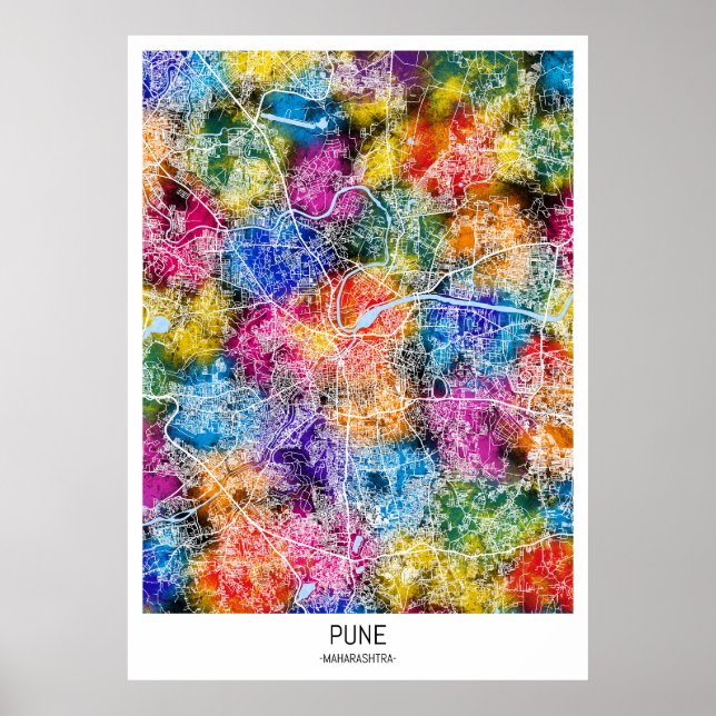 Pune Maharashtra City Map Poster (Front)