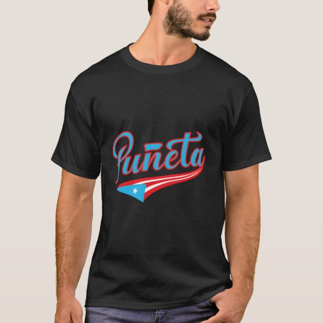 Puneta Bandera Puerto Rico Flag Hand Lettering T-Shirt (Front)