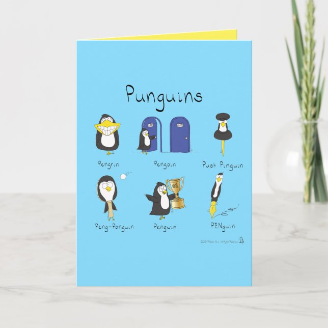 Punguins Penguin Puns Funny Greeting Card (Front)