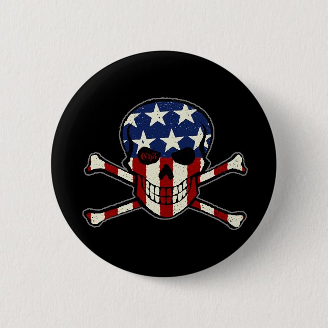 Punisher Skull Americana Flag Graphic Button (Front)