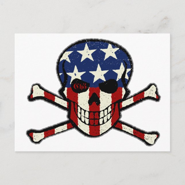 Punisher Skull Americana Flag Graphic Postcard (Front)