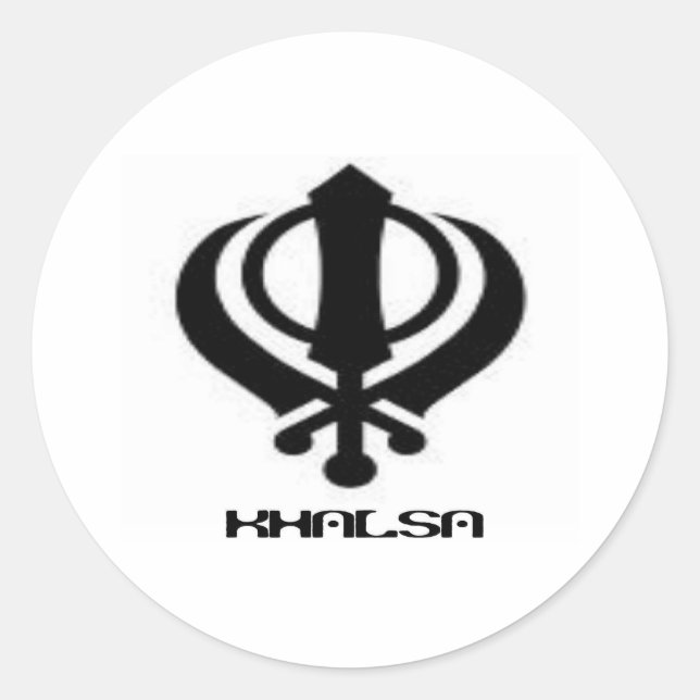 Punjabi Khanda Sikh Khalsa Design Merchandise Classic Round Sticker (Front)