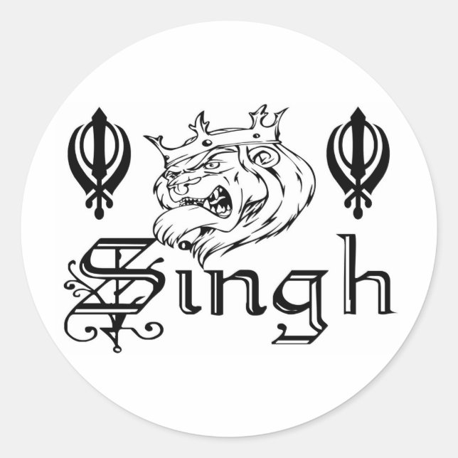 Punjabi Khanda Sikh Khalsa Merchandise Classic Round Sticker (Front)