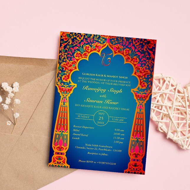 Punjabi Sikh Wedding Anand Karaj Golden Invitation (Creator Uploaded)