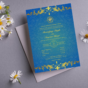 Punjabi Sikh Wedding Anand Karaj Golden Invitation