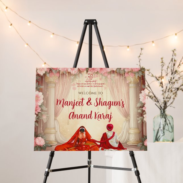 Punjabi Wedding Signs Anand Karaj welcome sign (In Situ (Stand))