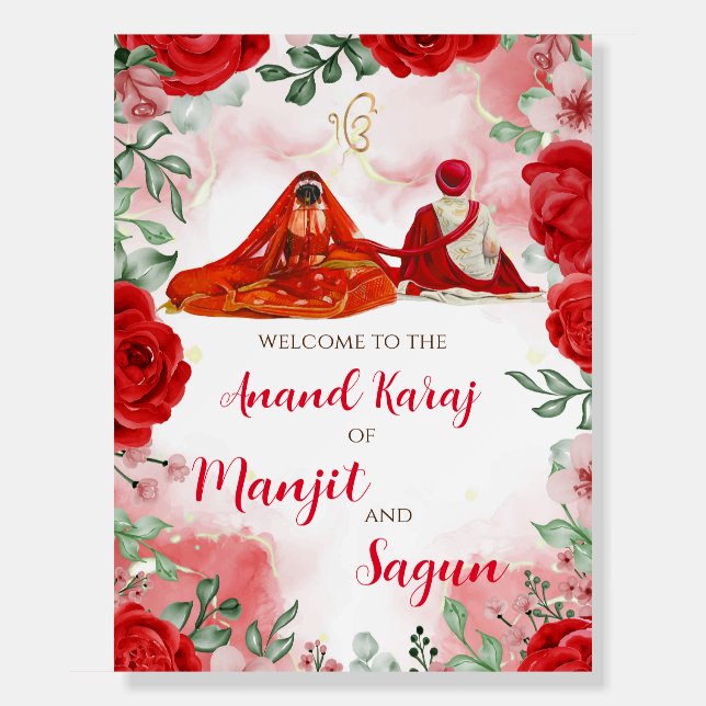 Punjabi wedding signs & Sikh welcome signs (Front)