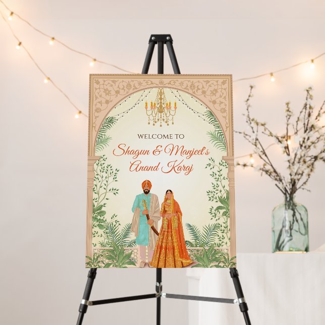 Punjabi Wedding welcome Sign & Anand Karaj signs (In Situ (Stand))