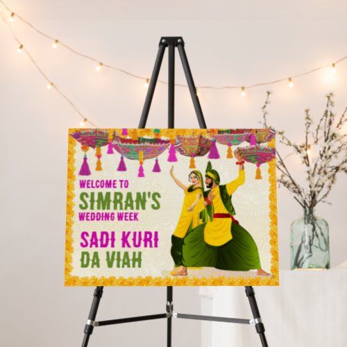 Punjabi Wedding welcome sign Sadi Kuri da Viah