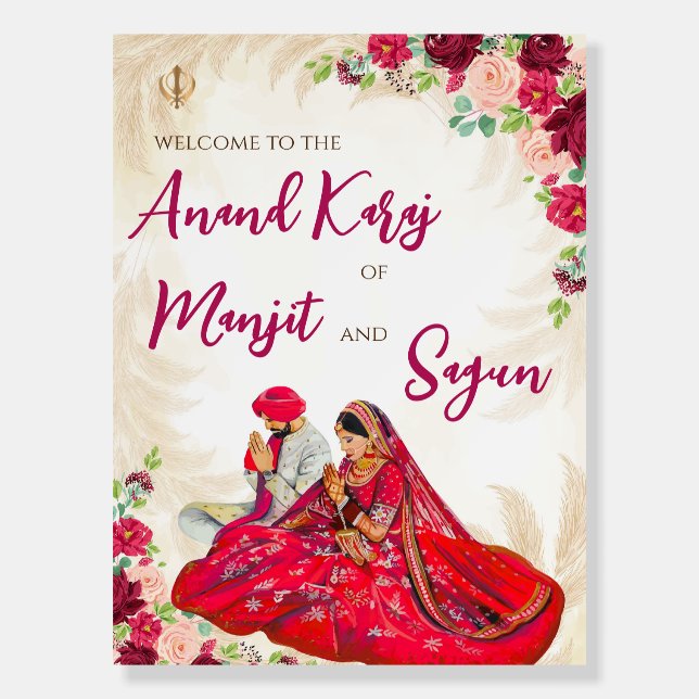 Punjabi welcome signs & Sikh ceremony welcome sign (Front)