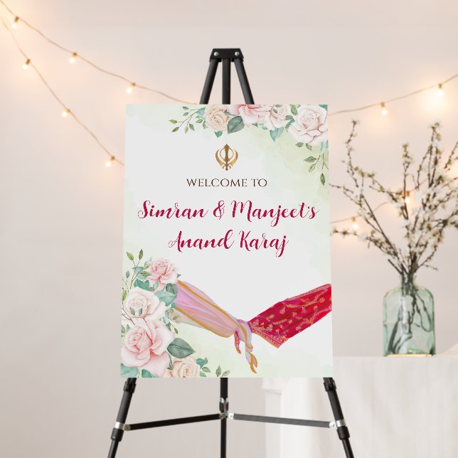 Punjabi Welcome Wedding signs Sikh Anand Karaj (In Situ (Stand))