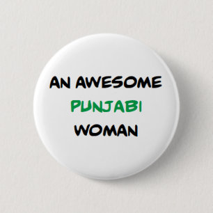 punjabi woman, awesome coffee mug button