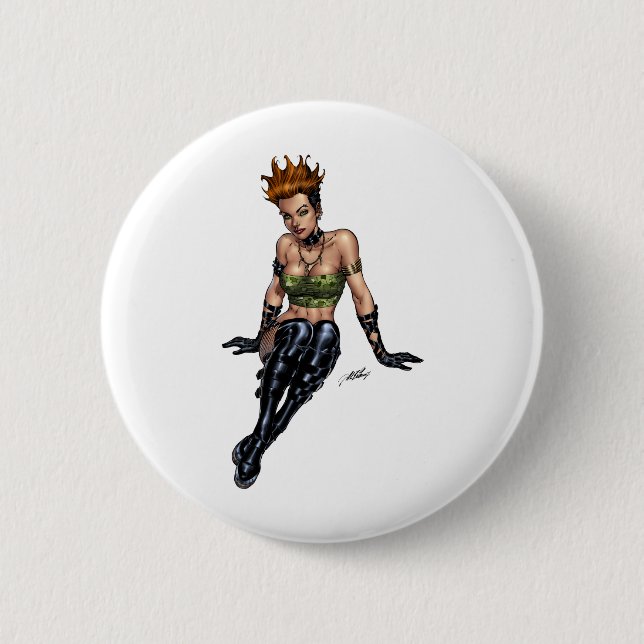 Punk Alternative Girl by Al Rio Pinback Button (Front)