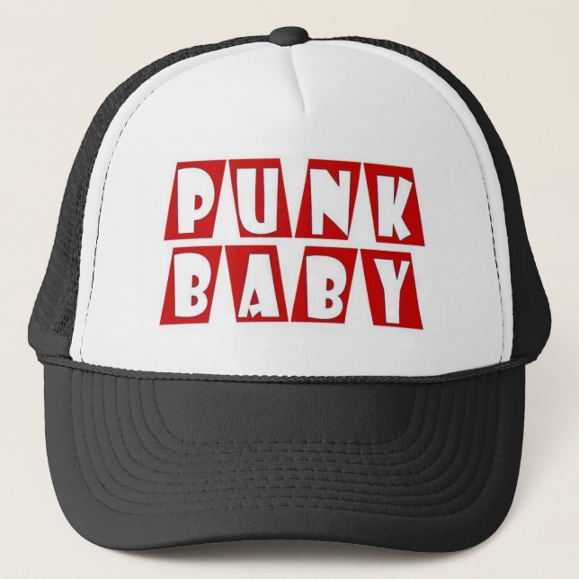 punk baby red trucker hat (Front)