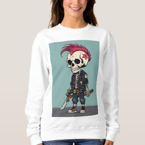 Punk Bone Brigade Cartoon Skeleton Sweatshirt