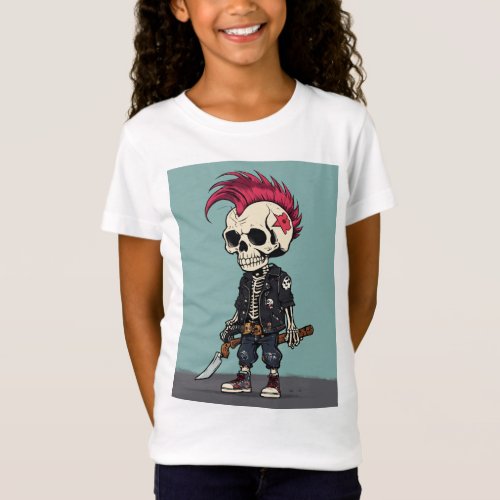  Punk Bone Brigade Cartoon Skeleton T_Shirt