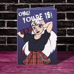 Punk Cartoon Girl Dark Blue 18th Birthday Card<br><div class="desc">Your daughter will love this cool birthday card by JessicaAmber! Features a cartoon illustration of a teen girl with white hair, wearing a punk outfit with a pink plaid skirt, drawn in an anime style. Text on front says 'OMG! You're 18!' Which you can change to any number you want....</div>