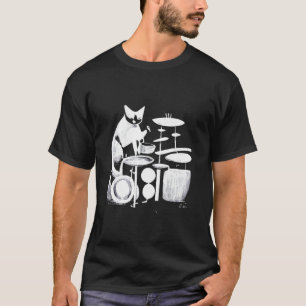 Punk Cat Playing Drums 2 T-Shirt