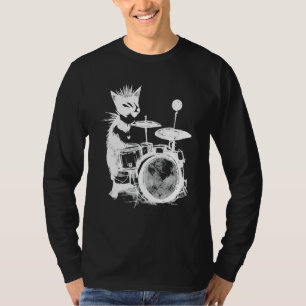 Punk Cat Playing Drums 2 T-Shirt