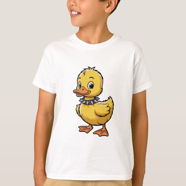 Punk Duckling – Funny Rebel Animal Art T-Shirt (Front)