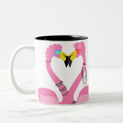 Punk Flamingos  Two_Tone Coffee Mug