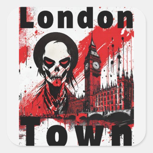 Punk Gift London England Zombie Rot Horror Square Sticker