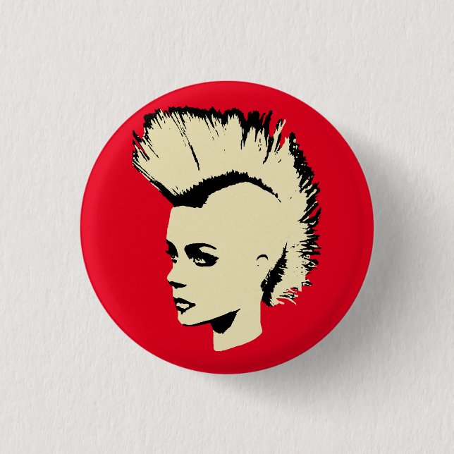 Punk Girl – bichrome print Button (Front)