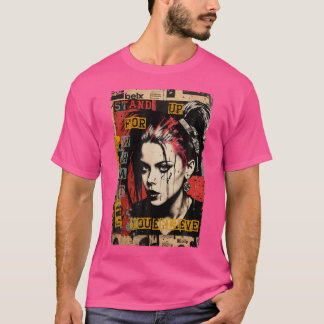 Punk Girl Graffiti Grunge 90S Colorful Distressed T-Shirt