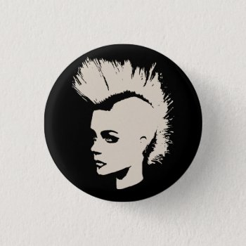 Punk Girl – Unichrome Print - Creme White Pinback Button by andersARTshop at Zazzle
