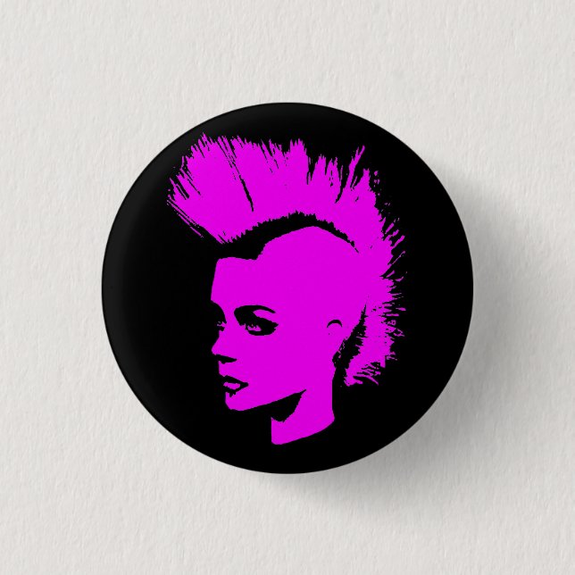 Punk Girl – unichrome print - pink Pinback Button (Front)