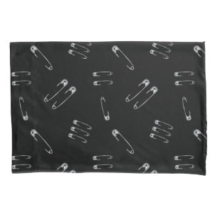 Punk Goth Emo Grunge Safety Pin Pattern Black Pillow Case