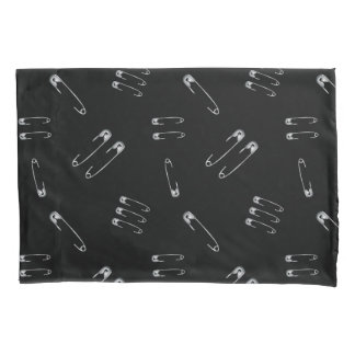 Punk Goth Emo Grunge Safety Pin Pattern Black Pillow Case
