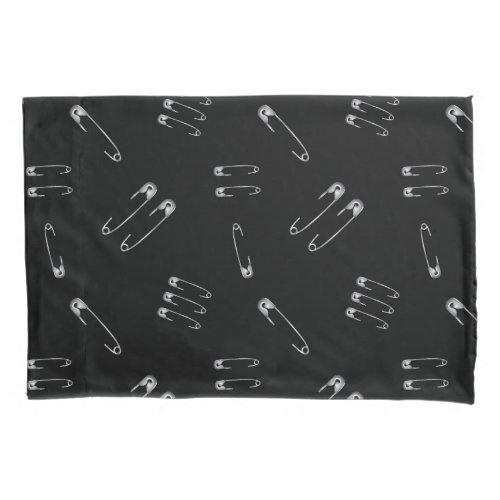 Punk Goth Emo Grunge Safety Pin Pattern Black Pillow Case