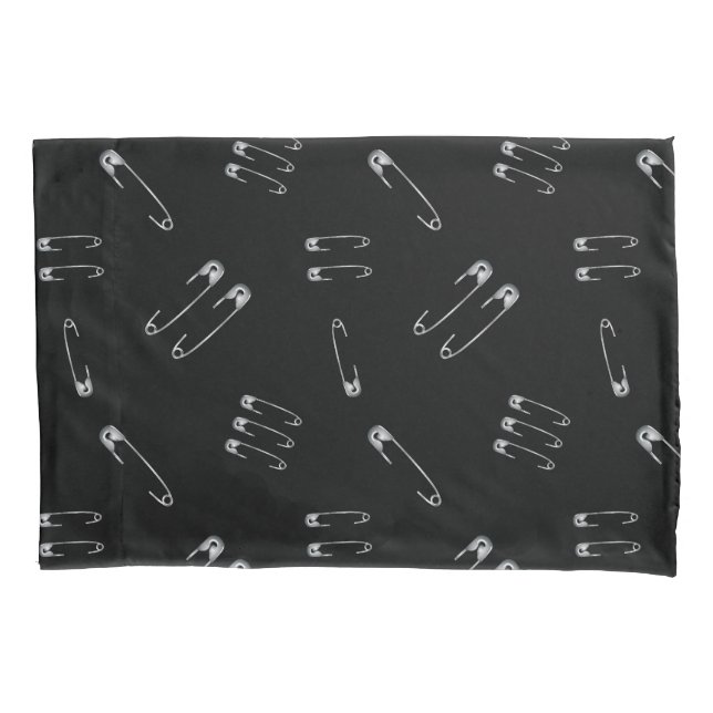 Punk Goth Emo Grunge Safety Pin Pattern Black Pillow Case (Front)